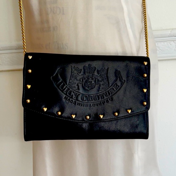 “Juicy Couture” Black Leather Crossbody Purse. Perfect for Date Night ! - Picture 1 of 8